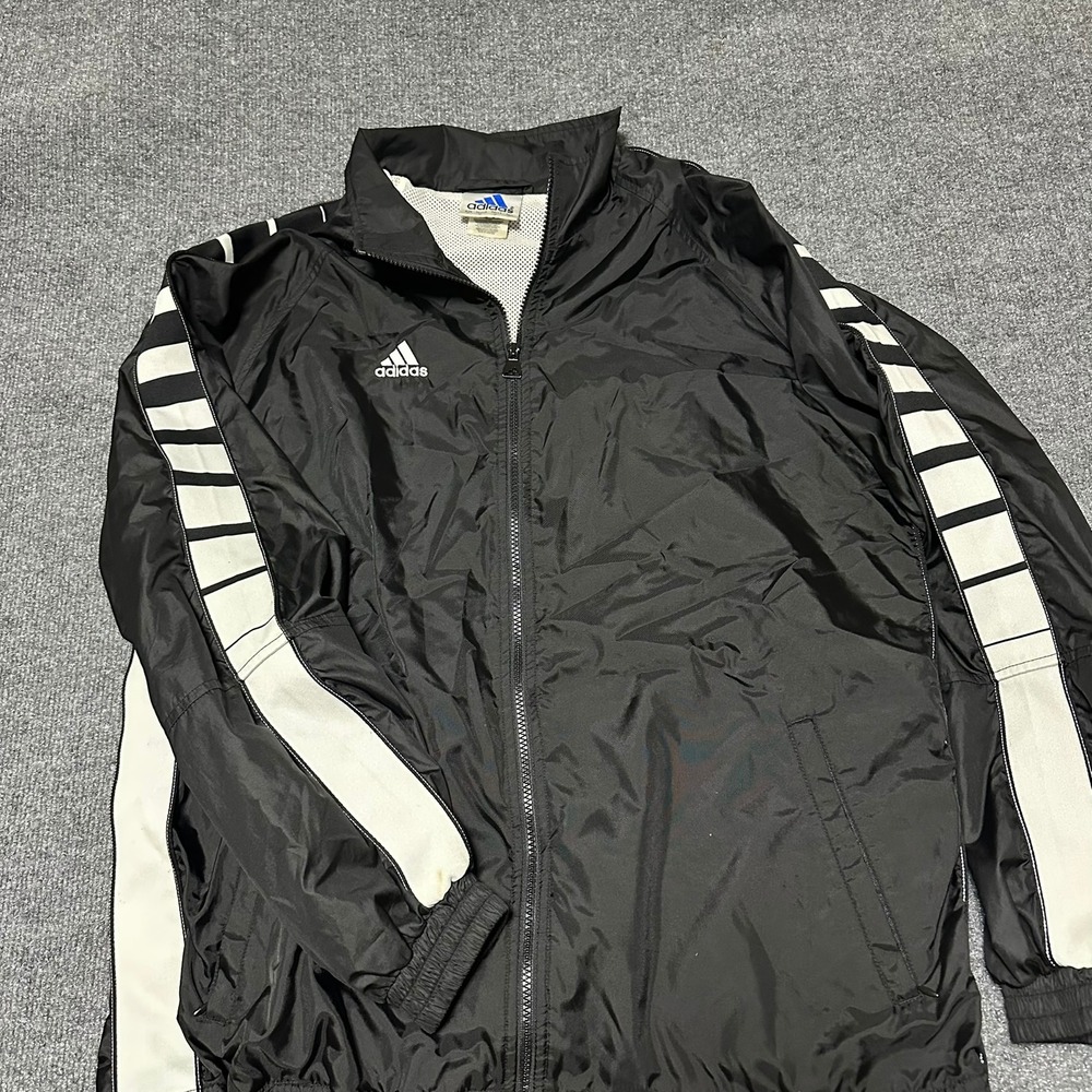 Adidas Vintage Windbreaker Track Jacket Black White Mens Size Medium